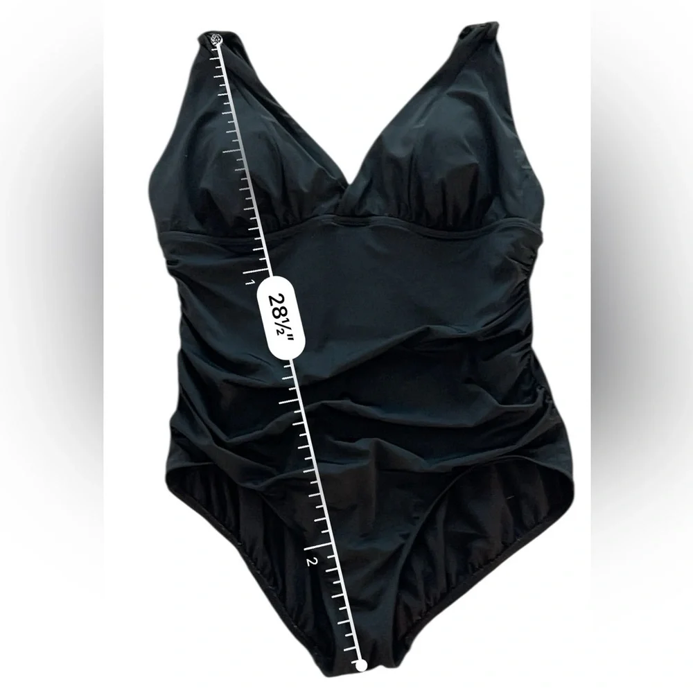 Time and Tru Women's Plunge One‎ Piece Slimming Swimsuit Black Size 16W